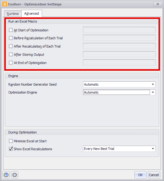 Advanced Optimization Settings